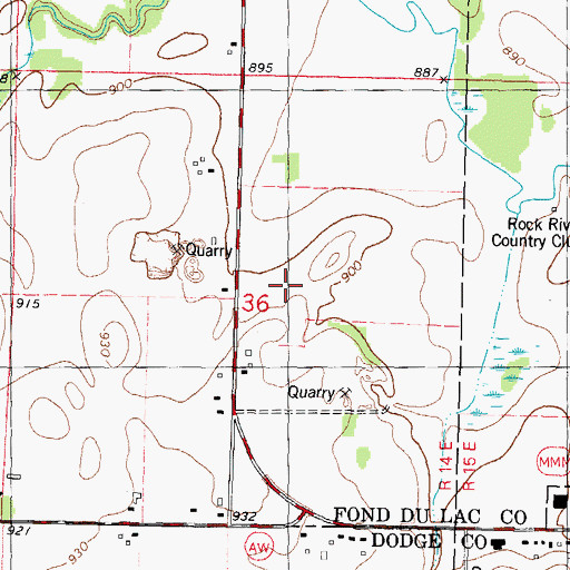 Topographic Map of Linck Waupun Quarries, WI