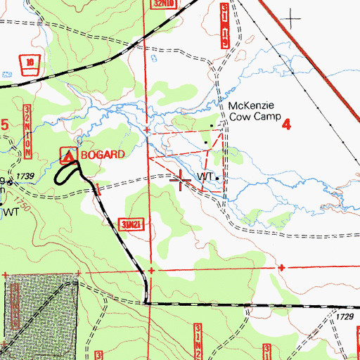 Topographic Map of McKenzie Cow Camp, CA
