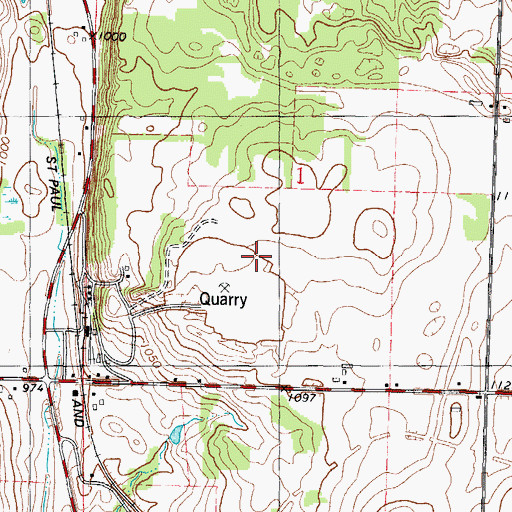Topographic Map of Mayville White Lime Quarry, WI