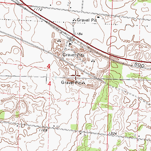 Topographic Map of Mengel Sand and Gravel Pit, WI