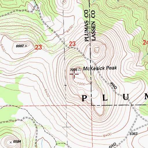 Topographic Map of McKesick Peak, CA