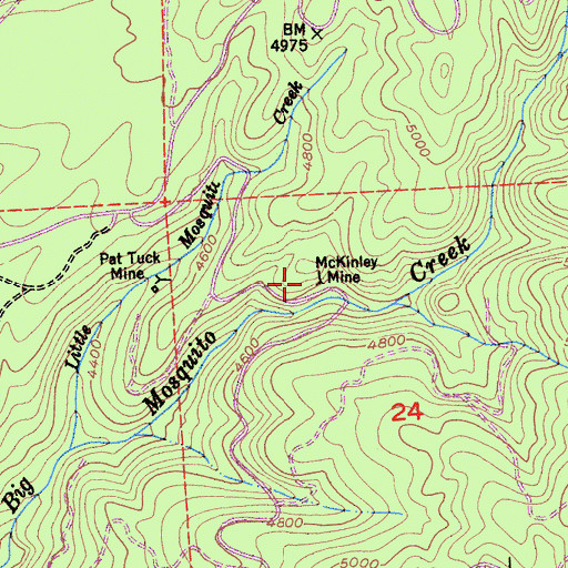 Topographic Map of McKinley Mine, CA