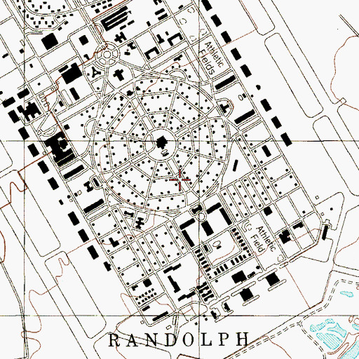 Topographic Map of Randolph Air Force Base Census Designated Place, TX