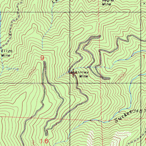 Topographic Map of McKinley Mine, CA