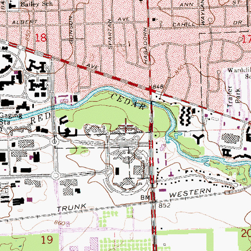 Topographic Map of Holmes Residence Hall, MI