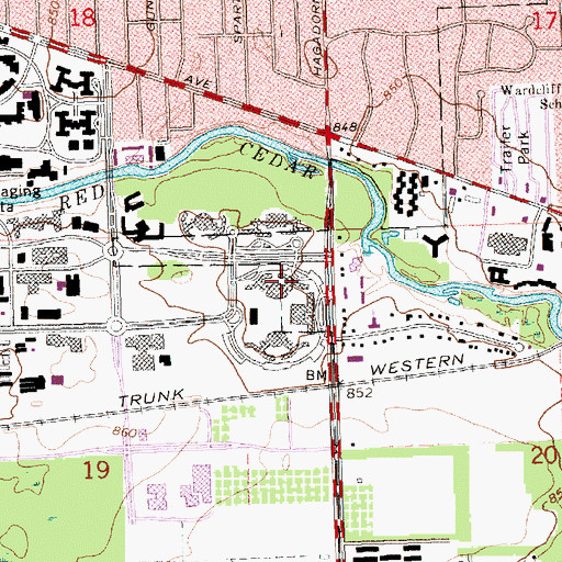 Topographic Map of Akers Hall, MI