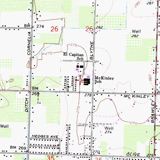 Topographic Map of McKinley Elementary School, CA