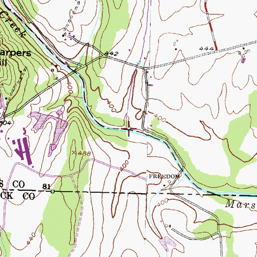 Topographic Map of Bush Horner Branch, PA