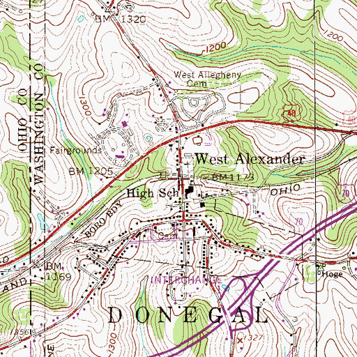 Topographic Map of West Alexander Census Designated Place, PA