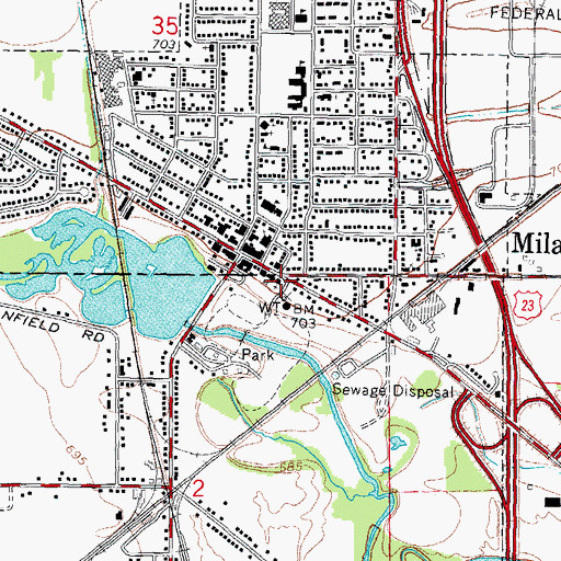 Topographic Map of Marble Memorial United Methodist Church, MI