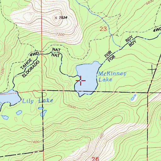 Topographic Map of McKinney Lake, CA