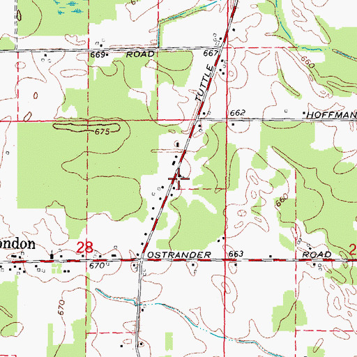 Topographic Map of London Seventh Day Adventist Church, MI
