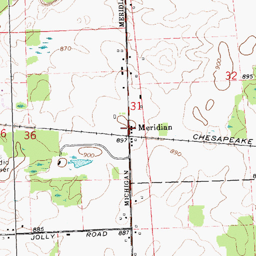 Topographic Map of Meridian Station (historical), MI