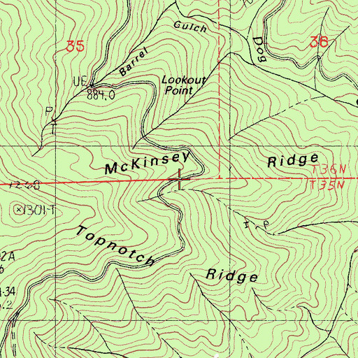 Topographic Map of McKinsey Ridge, CA