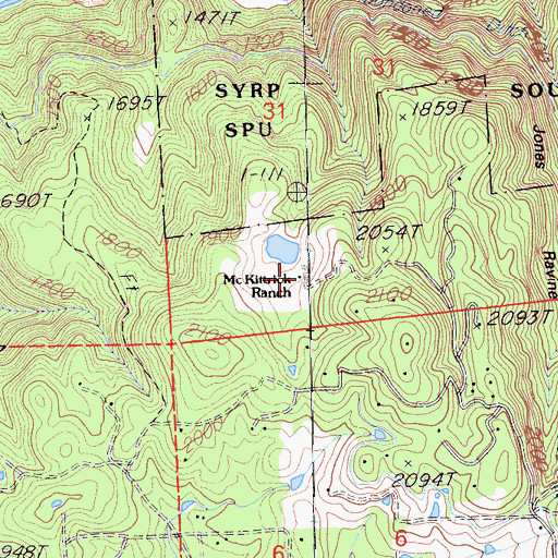 Topographic Map of McKittrick Ranch, CA
