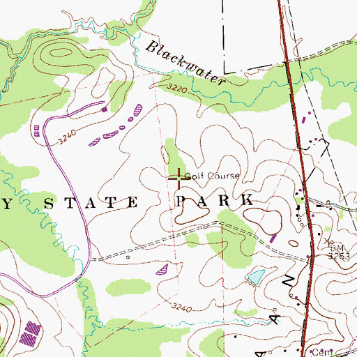 Topographic Map of Canaan Valley Resorts Golf Course, WV