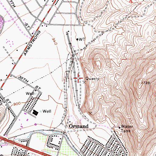 Topographic Map of Ormand Quarry, CA