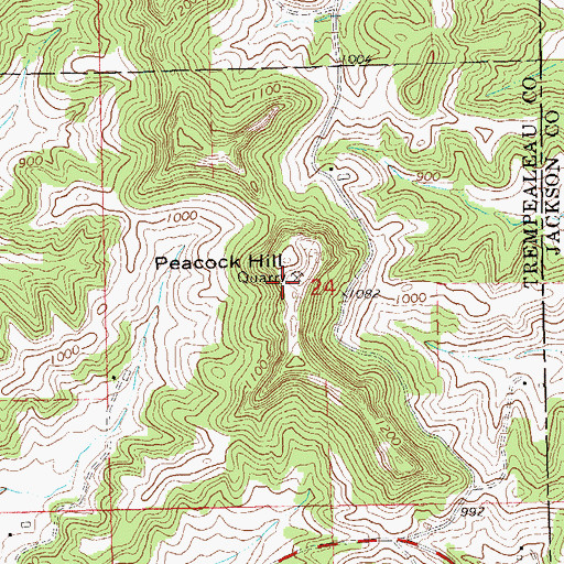 Topographic Map of Peacock Hill Quarry, WI