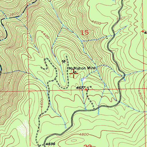 Topographic Map of McMahon Mine, CA