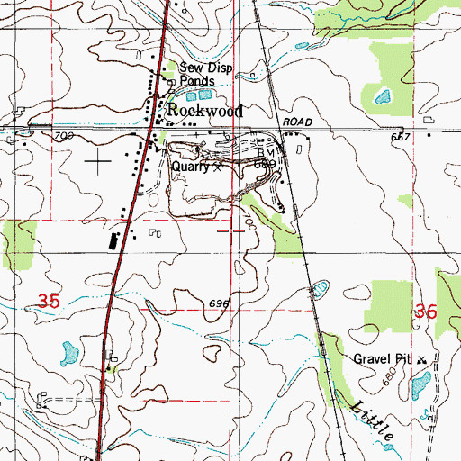 Topographic Map of Rockwell Quarry, WI