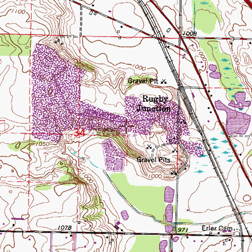 Topographic Map of Rugby Pit, WI
