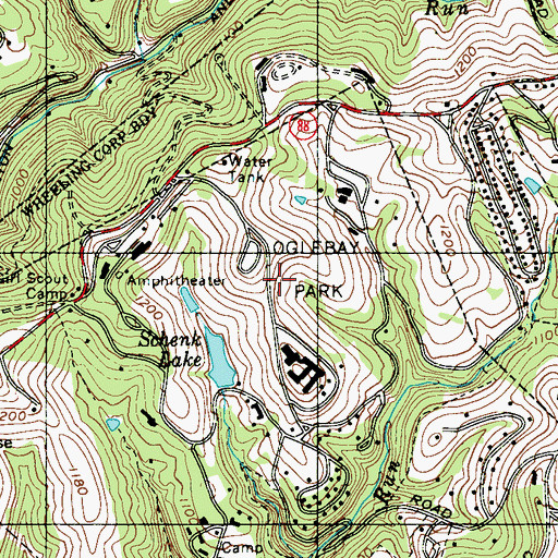 Topographic Map of Oglebay Resort Crispin Golf Course, WV