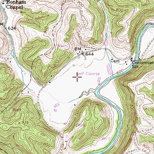 Topographic Map of Edgewood Country Club Golf Course, WV