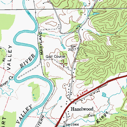 Topographic Map of Elks Golf Course, WV