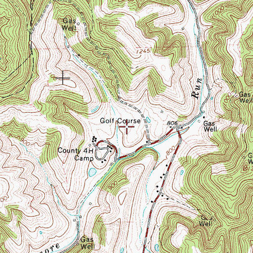 Topographic Map of Glenville Golf Club, WV