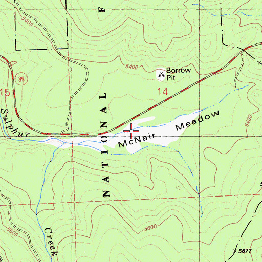 Topographic Map of McNair Meadow, CA