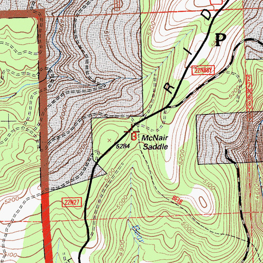 Topographic Map of McNair Saddle, CA