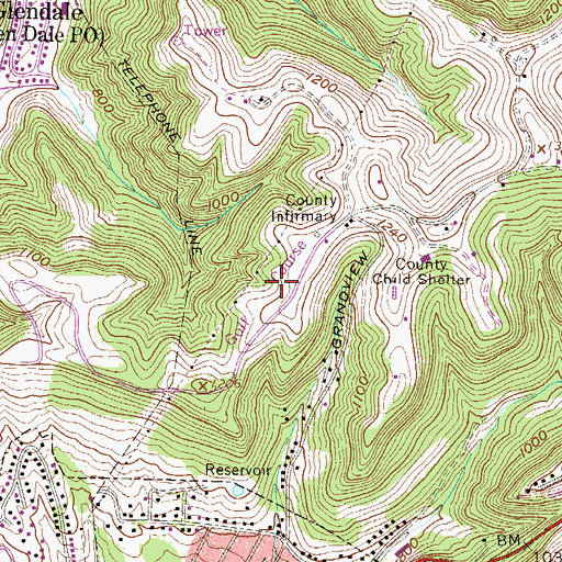 Topographic Map of Grand Vue Park Golf Course, WV