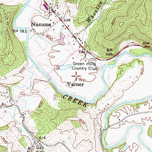 Topographic Map of Green Hills Country Club Golf Course, WV