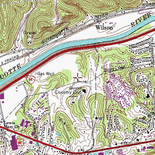 Topographic Map of Guyan Golf and Country Club, WV