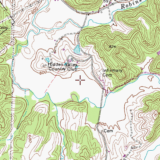 Topographic Map of Hidden Valley Country Club Golf Course, WV
