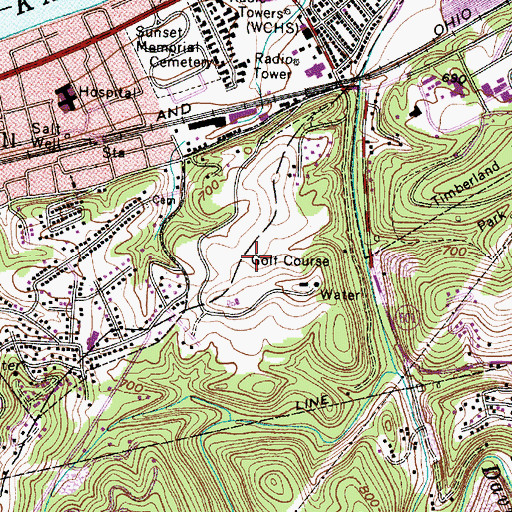 Topographic Map of Little Creek Country Club Golf Course, WV
