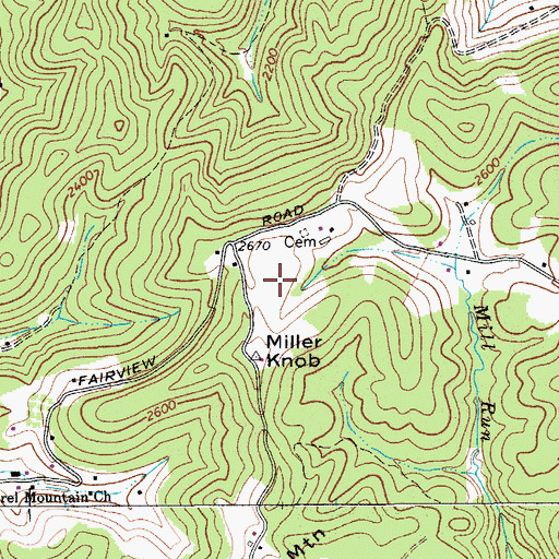 Topographic Map of Mountain View Golf Course, WV