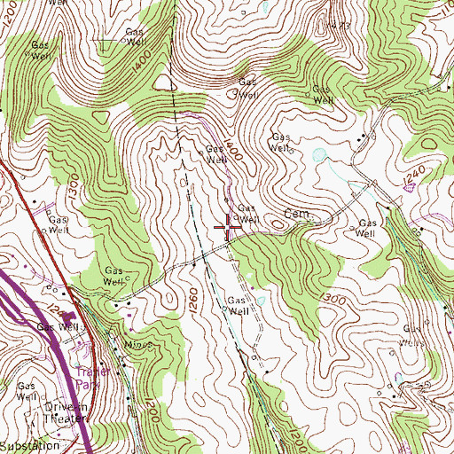 Topographic Map of Mountaineer Golf and Country Club, WV