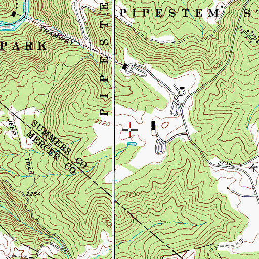 Topographic Map of Pipestem Golf Club Par 3 Course, WV