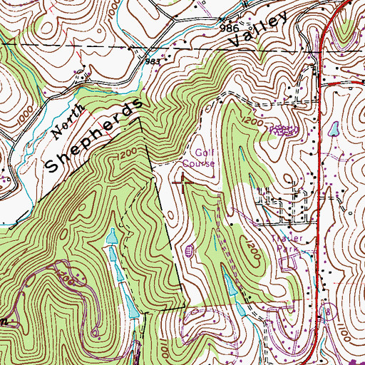Topographic Map of Pleasant Hills Golf Course, WV