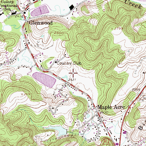 Topographic Map of Princeton Elks Country Club Golf Course, WV
