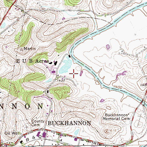 Topographic Map of Riverbend Golf Club at Evun Breth, WV