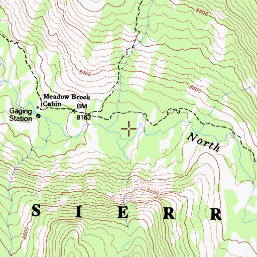 Topographic Map of Meadow Brook, CA