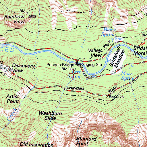 Topographic Map of Meadow Brook, CA