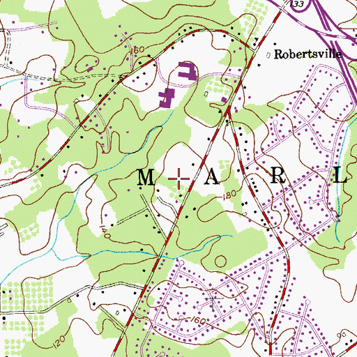 Topographic Map of Robertsville Census Designated Place, NJ