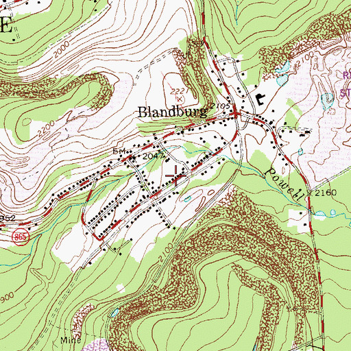 Topographic Map of Blandburg Census Designated Place, PA