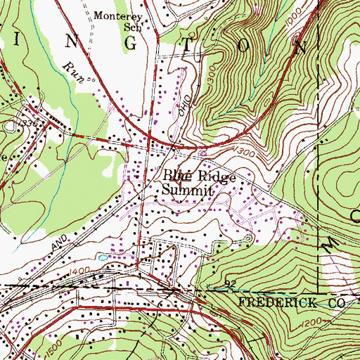 Topographic Map of Blue Ridge Summit Census Designated Place, PA