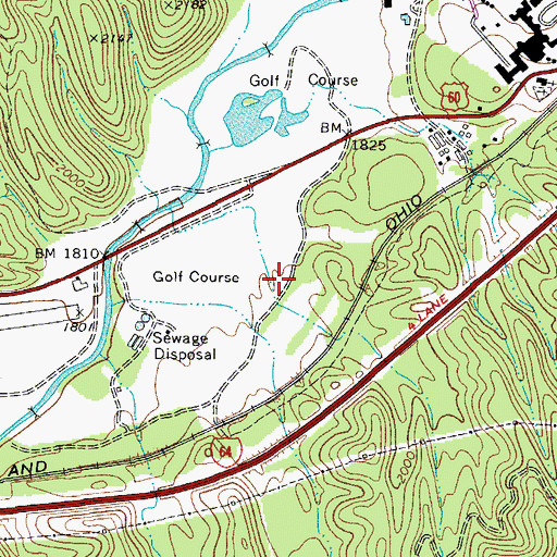 Topographic Map of The Greenbrier Resort Golf Course Greenbrier Course, WV