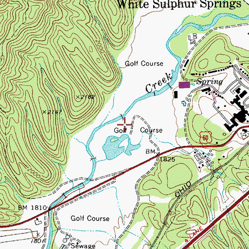 Topographic Map of The Greenbrier Resort Golf Course Meadows Course, WV