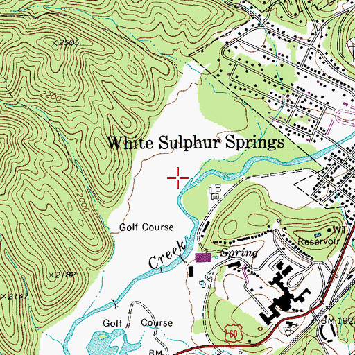 Topographic Map of The Greenbrier Resort Golf Course Old White Course, WV